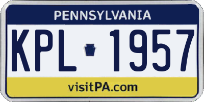 PA license plate KPL1957