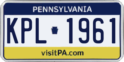PA license plate KPL1961