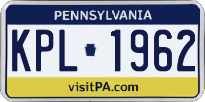 PA license plate KPL1962