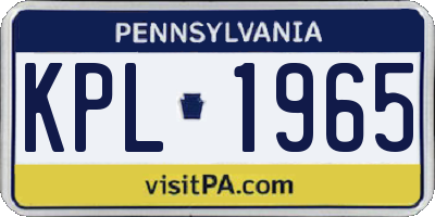 PA license plate KPL1965