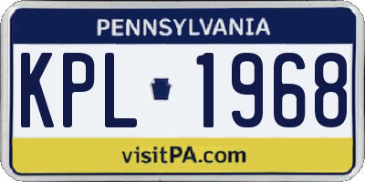 PA license plate KPL1968