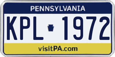 PA license plate KPL1972