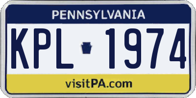PA license plate KPL1974