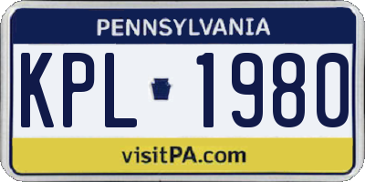 PA license plate KPL1980