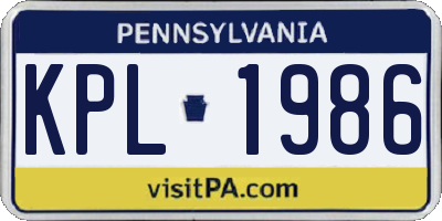 PA license plate KPL1986