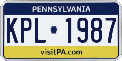 PA license plate KPL1987
