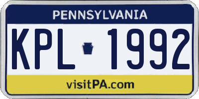 PA license plate KPL1992