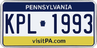 PA license plate KPL1993