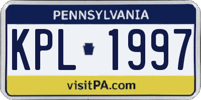 PA license plate KPL1997
