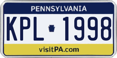 PA license plate KPL1998
