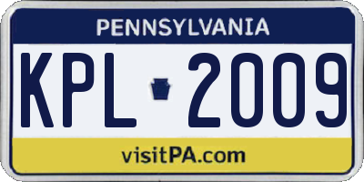 PA license plate KPL2009
