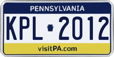 PA license plate KPL2012