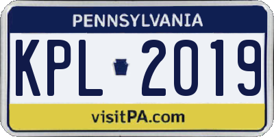PA license plate KPL2019