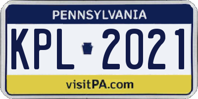 PA license plate KPL2021