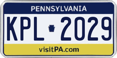 PA license plate KPL2029