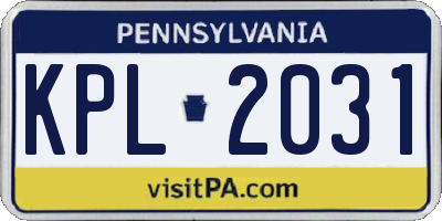 PA license plate KPL2031