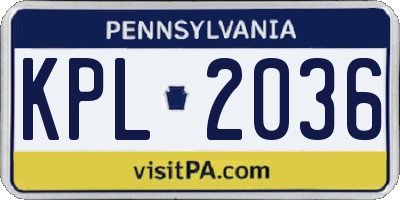 PA license plate KPL2036