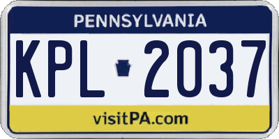 PA license plate KPL2037