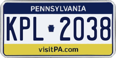 PA license plate KPL2038