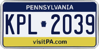 PA license plate KPL2039