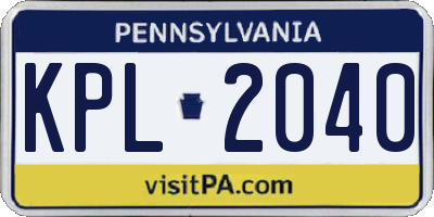PA license plate KPL2040
