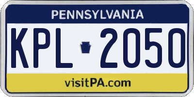 PA license plate KPL2050