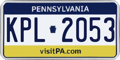 PA license plate KPL2053
