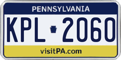 PA license plate KPL2060
