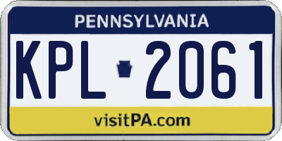 PA license plate KPL2061