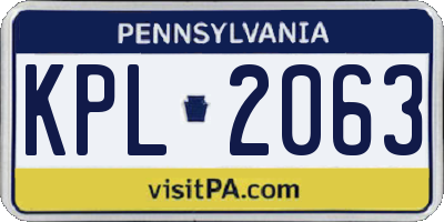 PA license plate KPL2063
