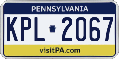 PA license plate KPL2067