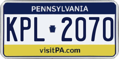 PA license plate KPL2070