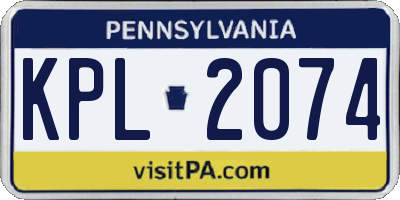 PA license plate KPL2074