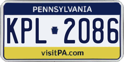 PA license plate KPL2086