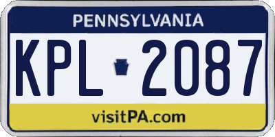 PA license plate KPL2087