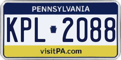PA license plate KPL2088