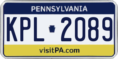 PA license plate KPL2089
