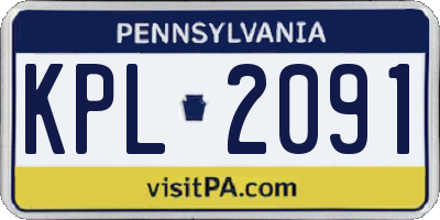 PA license plate KPL2091