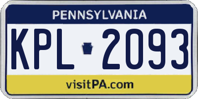 PA license plate KPL2093