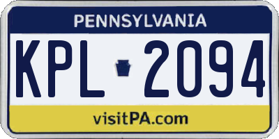 PA license plate KPL2094