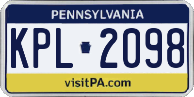 PA license plate KPL2098