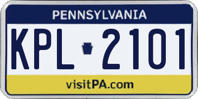 PA license plate KPL2101