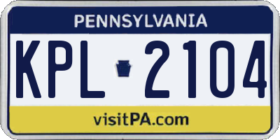 PA license plate KPL2104