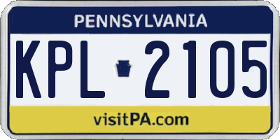 PA license plate KPL2105