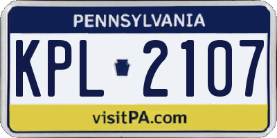 PA license plate KPL2107