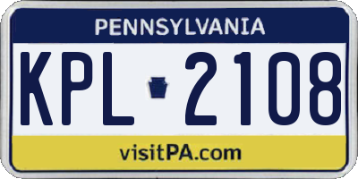 PA license plate KPL2108