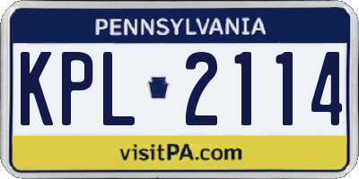 PA license plate KPL2114
