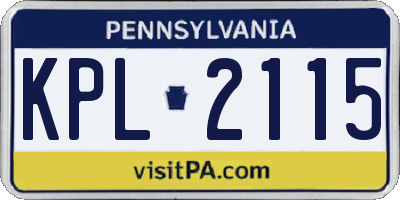 PA license plate KPL2115