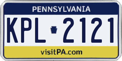 PA license plate KPL2121