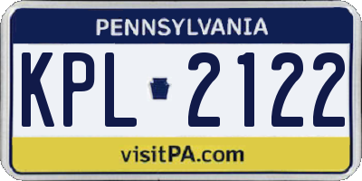 PA license plate KPL2122